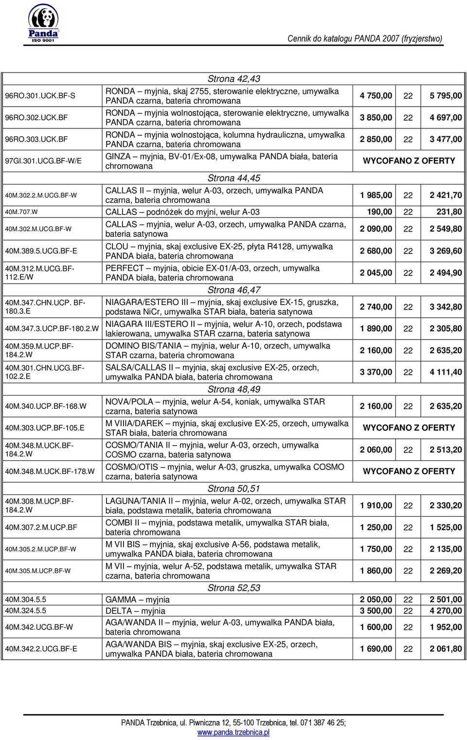 BF-W Strona 42,43 RONDA myjnia, skaj 2755, sterowanie elektryczne, umywalka PANDA czarna, bateria chromowana RONDA myjnia wolnostojąca, sterowanie elektryczne, umywalka PANDA czarna, bateria