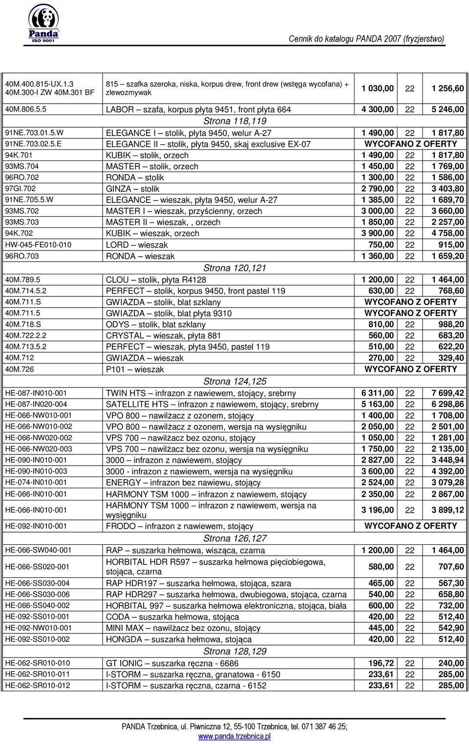 701 KUBIK stolik, orzech 1 490,00 22 1 817,80 93MS.704 MASTER stolik, orzech 1 450,00 22 1 769,00 96RO.702 RONDA stolik 1 300,00 22 1 586,00 97GI.702 GINZA stolik 2 790,00 22 3 403,80 91NE.705.5.W ELEGANCE wieszak, płyta 9450, welur A-27 1 385,00 22 1 689,70 93MS.