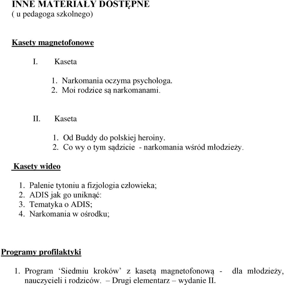 Co wy o tym sądzicie - narkomania wśród młodzieży. 1. Palenie tytoniu a fizjologia człowieka; 2. ADIS jak go uniknąć: 3.