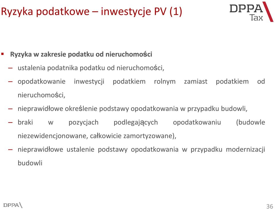 określenie podstawy opodatkowania w przypadku budowli, braki w pozycjach podlegających opodatkowaniu (budowle