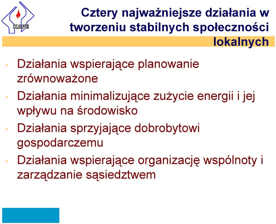 zużycie energii i jej wpływu na środowisko Działania sprzyjające dobrobytowi