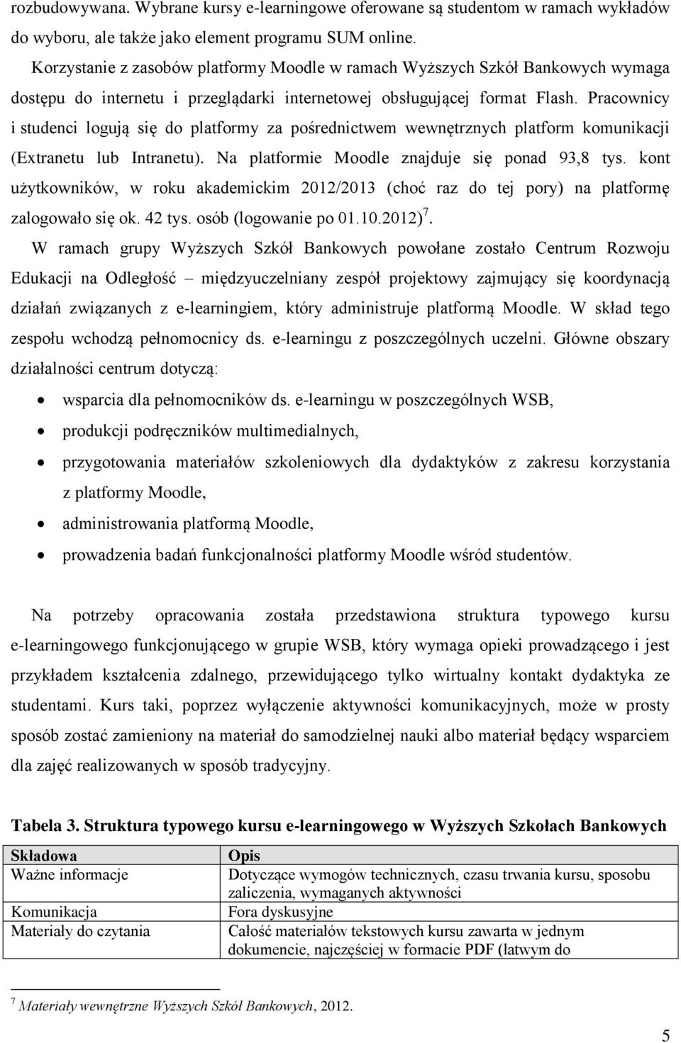 Pracownicy i studenci logują się do platformy za pośrednictwem wewnętrznych platform komunikacji (Extranetu lub Intranetu). Na platformie Moodle znajduje się ponad 93,8 tys.