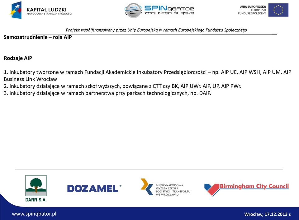 AIP UE, AIP WSH, AIP UM, AIP Business Link Wrocław 2.