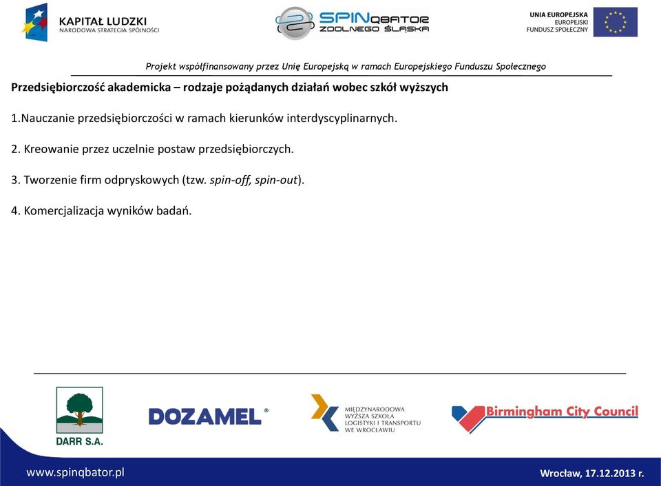 Nauczanie przedsiębiorczości w ramach kierunków interdyscyplinarnych. 2.