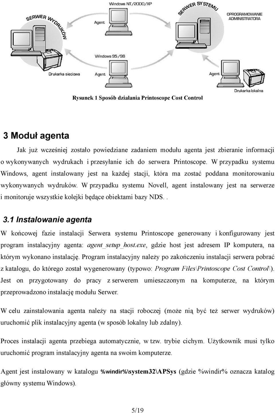 W przypadku systemu Novell, agent instalowany jest na serwerze i monitoruje wszystkie kolejki będące obiektami bazy NDS.. 3.