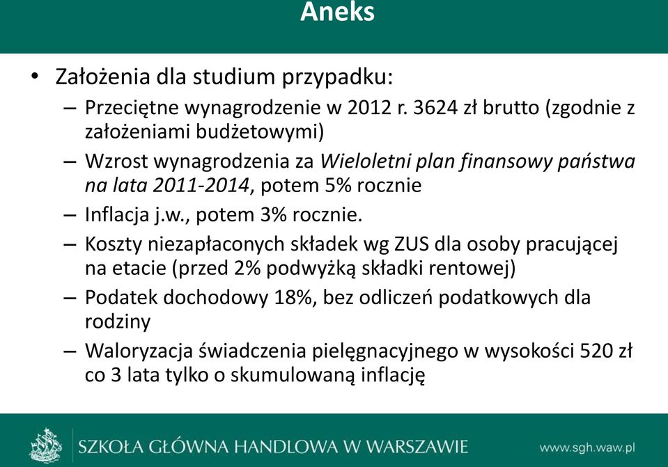 Koszty niezapłaconych składek wg ZUS dla osoby pracującej na etacie (przed 2% podwyżką składki rentowej) Podatek dochodowy 18%, bez odliczeń podatkowych dla