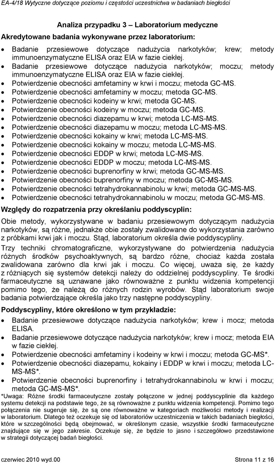 Potwierdzenie obecności amfetaminy w moczu; metoda GC-MS. Potwierdzenie obecności kodeiny w krwi; metoda GC-MS. Potwierdzenie obecności kodeiny w moczu; metoda GC-MS.