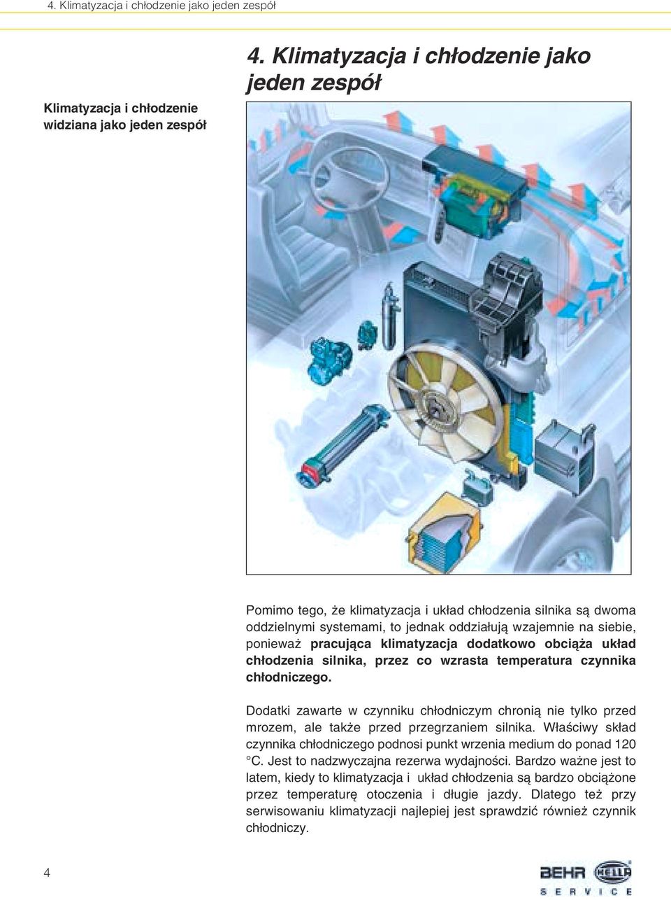 klimatyzacja dodatkowo obcià a uk ad ch odzenia silnika, przez co wzrasta temperatura czynnika ch odniczego.