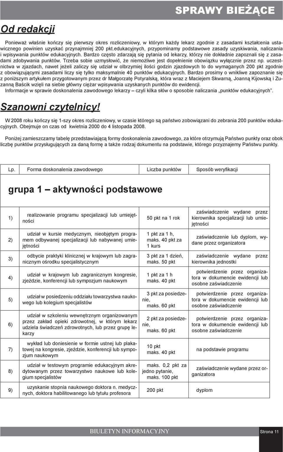 Bardzo często zdarzają się pytania od lekarzy, którzy nie dokładnie zapoznali się z zasadami zdobywania punktów. Trzeba sobie uzmysłowić, że niemożliwe jest dopełnienie obowiązku wyłącznie przez np.