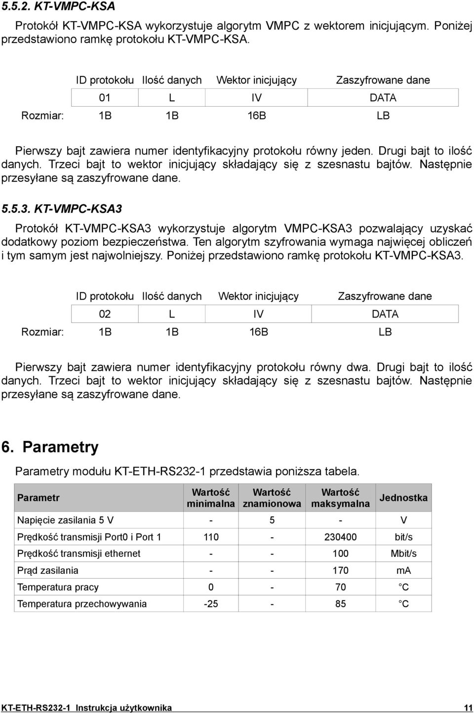 Trzeci bajt to wektor inicjujący składający się z szesnastu bajtów. Następnie przesyłane są zaszyfrowane dane. 5.5.3.