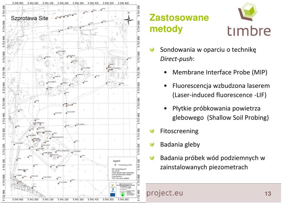 fluorescence -LIF) Płytkie próbkowania powietrza glebowego (Shallow Soil