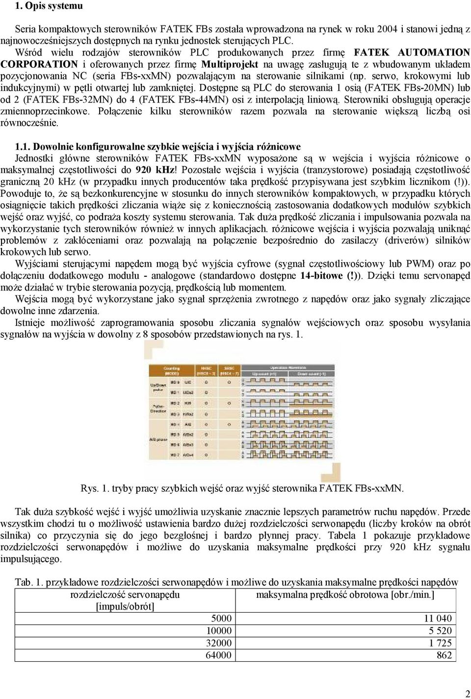 FBs-xxMN) pozwalającym na sterowanie silnikami (np. serwo, krokowymi lub indukcyjnymi) w pętli otwartej lub zamkniętej.