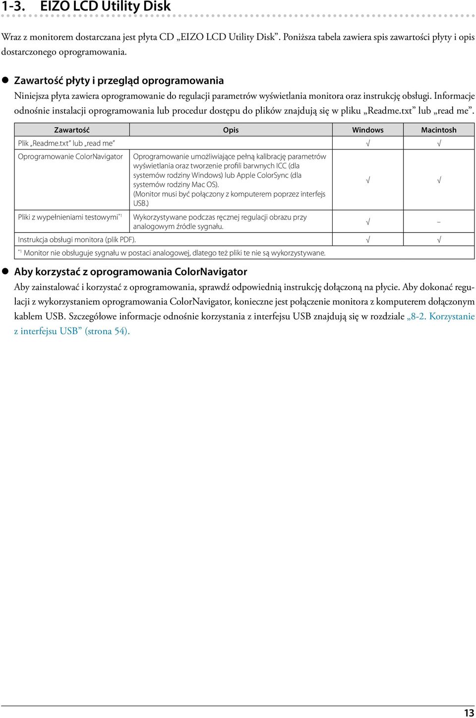 Informacje odnośnie instalacji oprogramowania lub procedur dostępu do plików znajdują się w pliku Readme.txt lub read me. Zawartość Opis Windows Macintosh Plik Readme.