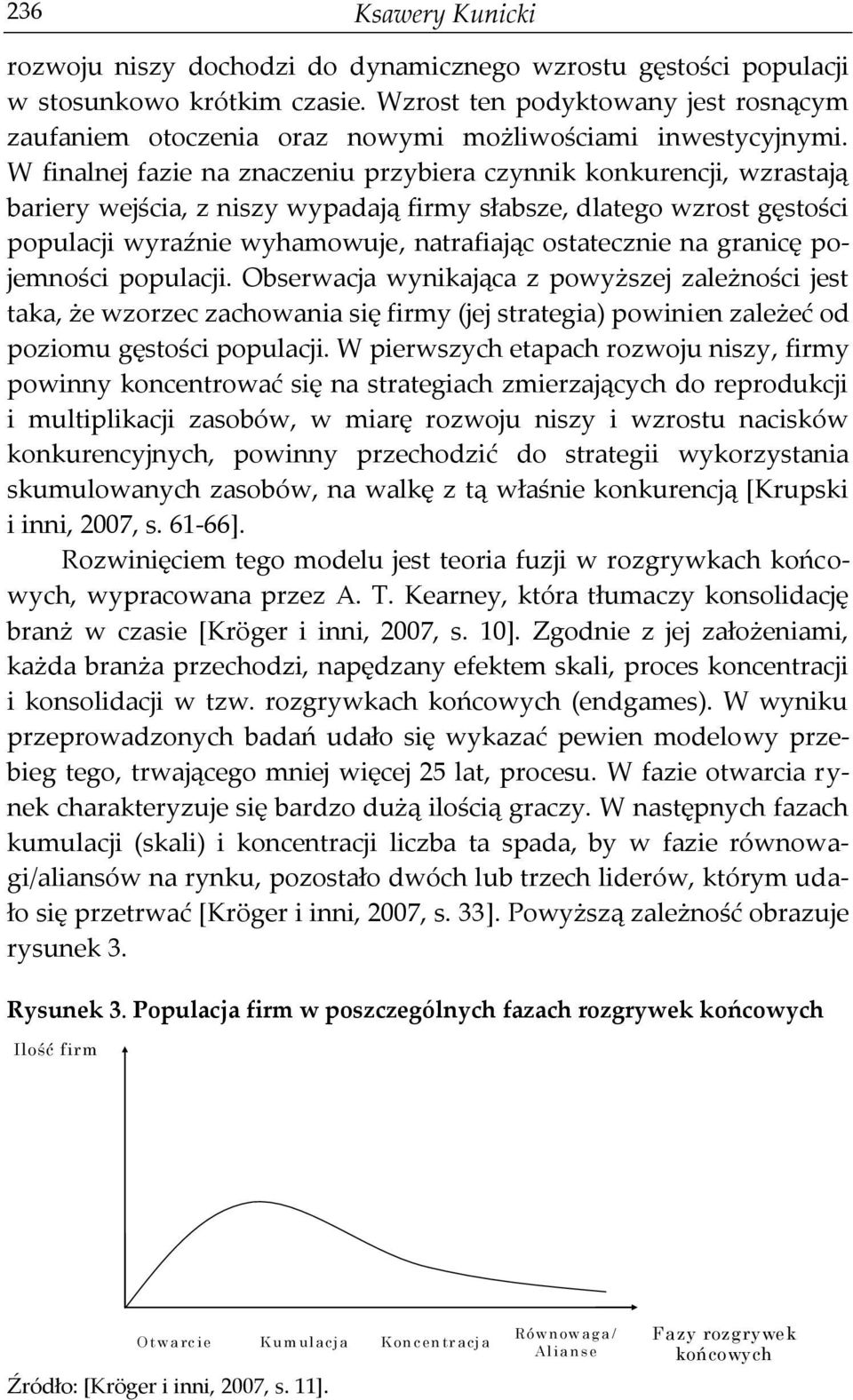 W finalnej fazie na znaczeniu przybiera czynnik konkurencji, wzrastają bariery wejścia, z niszy wypadają firmy słabsze, dlatego wzrost gęstości populacji wyraźnie wyhamowuje, natrafiając ostatecznie