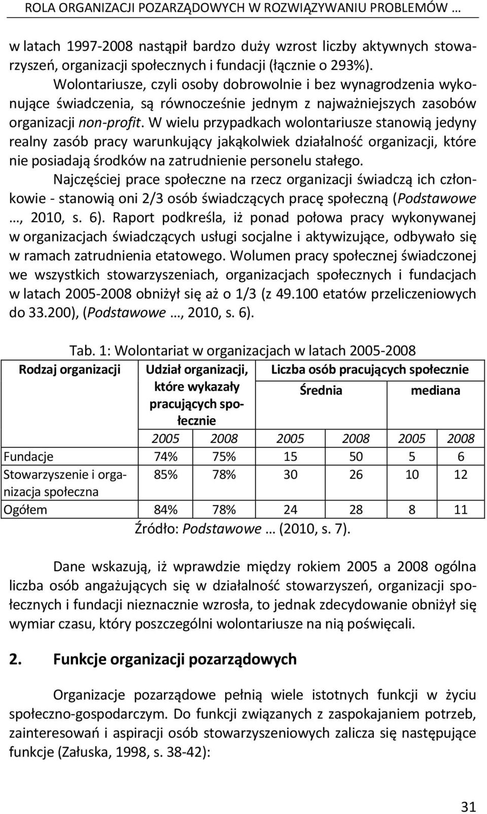 W wielu przypadkach wolontariusze stanowią jedyny realny zasób pracy warunkujący jakąkolwiek działalność organizacji, które nie posiadają środków na zatrudnienie personelu stałego.