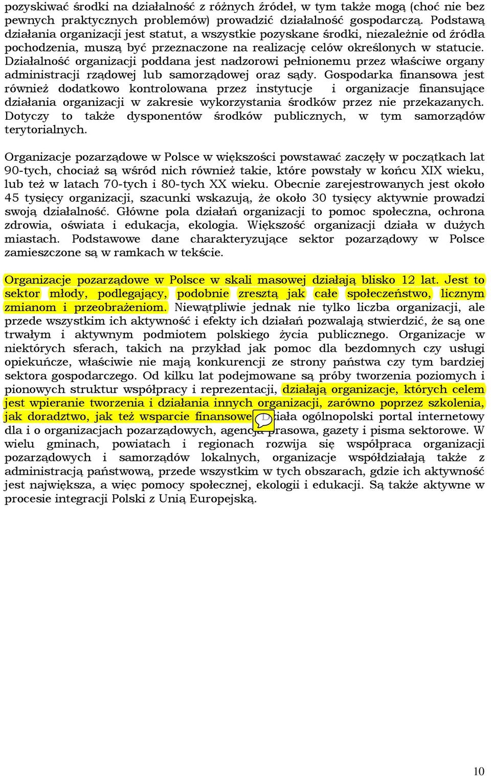 Działalność organizacji poddana jest nadzorowi pełnionemu przez właściwe organy administracji rządowej lub samorządowej oraz sądy.