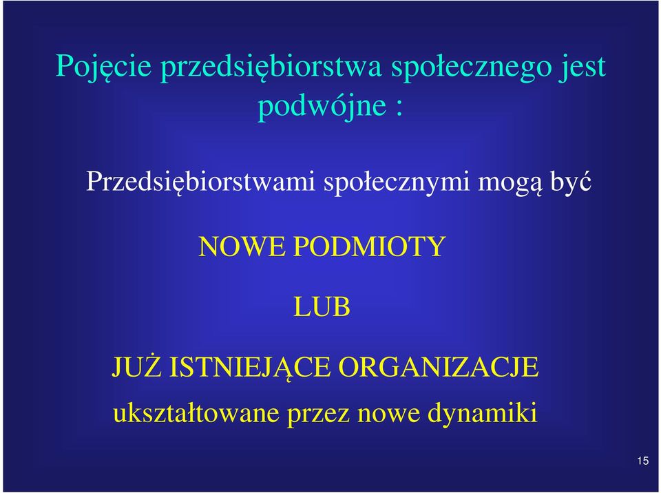 mogą być NOWE PODMIOTY LUB JUŻ ISTNIEJĄCE