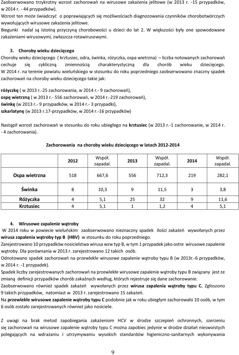 Biegunki nadal są istotną przyczyną chorobowości u dzieci do lat 2. W większości były one spowodowane zakażeniami wirusowymi, zwłaszcza rotawirusowymi. 3.