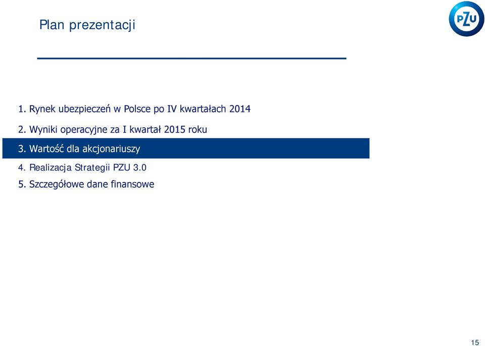 Wyniki operacyjne za I kwartał 2015 roku 3.