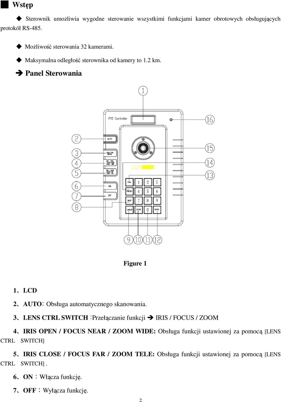 Panel Sterowania Figure 1 1 LCD 2 AUTO: Obsługa automatycznego skanowania.