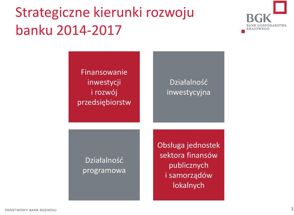 Działalność inwestycyjna Działalność programowa