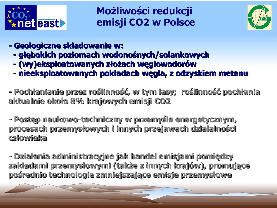 8% krajowych emisji CO2 - Postęp naukowo-techniczny w przemyśle energetycznym, procesach przemysłowych i innych przejawach działalności człowieka -