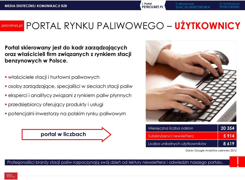 oferujący produkty i usługi potencjalni inwestorzy na polskim rynku paliwowym portal w liczbach Miesięczna liczba odsłon 20 354 Subskrybenci newslettera 5 914 Liczba