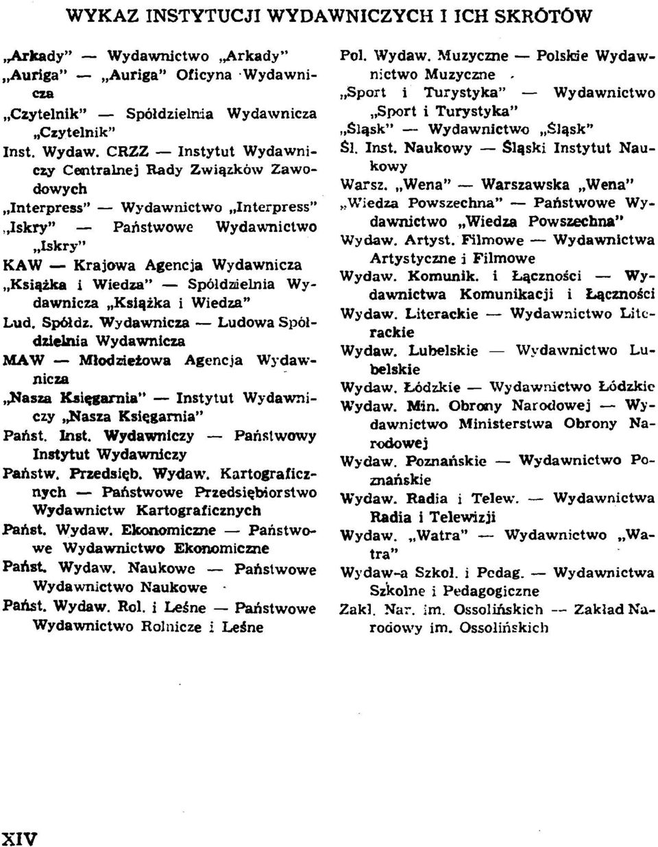 Wydawnicza - Ludowa Spoldzithia Wydawnicza MAW - Mlodzieiowa Agencja Wydawnicza,,Nasza Kaiaarnia" - Instytut Wydamiczy,,Nasza Ksicgarnia" Pahst. hst. Wydawniczy - Panslwowy Instytut Wydawniczy Pahstw.