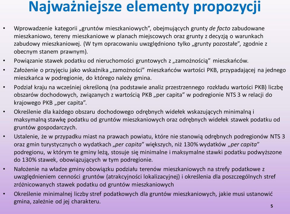 Powiązanie stawek podatku od nieruchomości gruntowych z zamożnością mieszkańców.