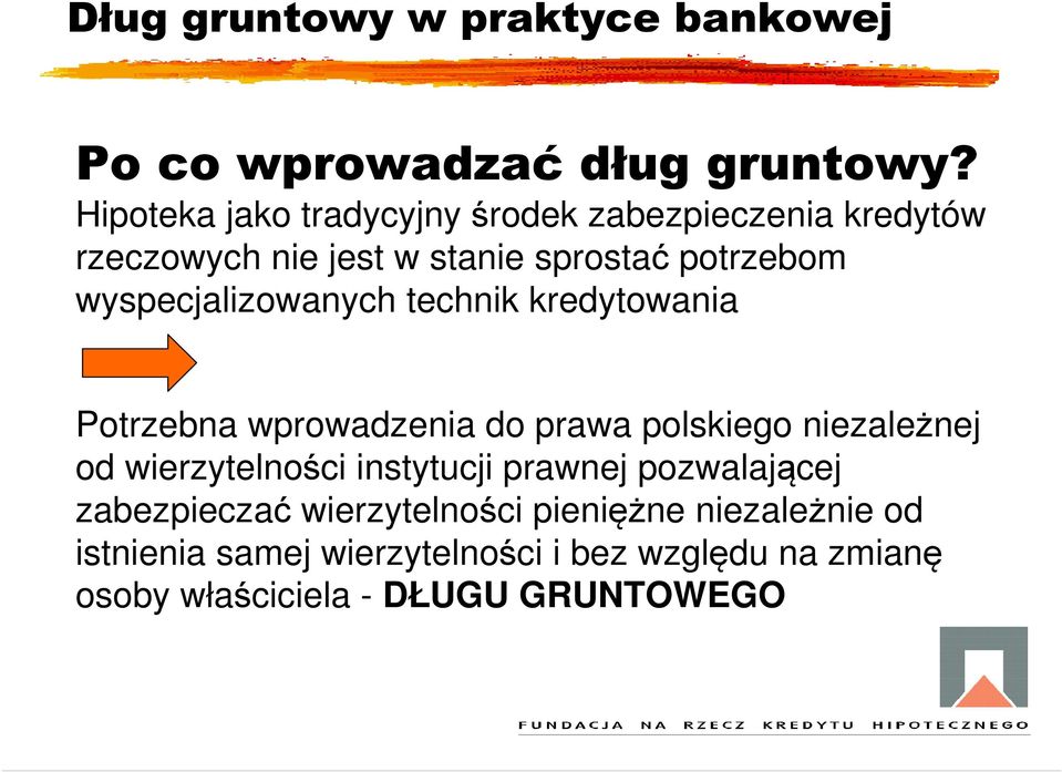 wyspecjalizowanych technik kredytowania Potrzebna wprowadzenia do prawa polskiego niezależnej od wierzytelności