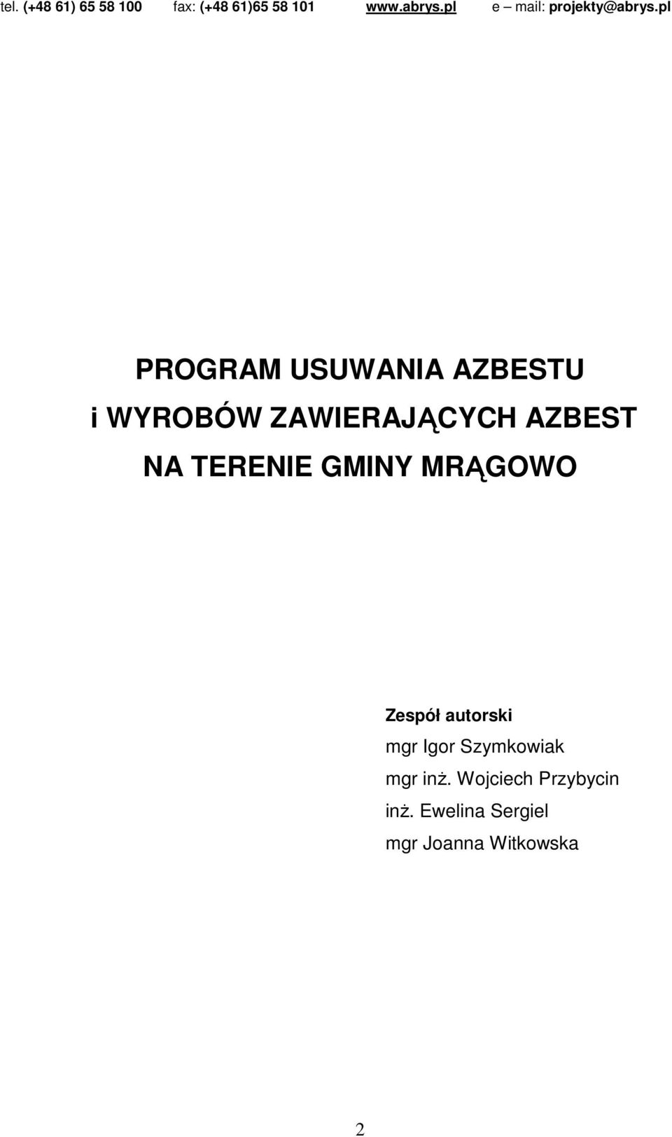 pl PROGRAM USUWANIA AZBESTU i WYROBÓW ZAWIERAJĄCYCH AZBEST NA