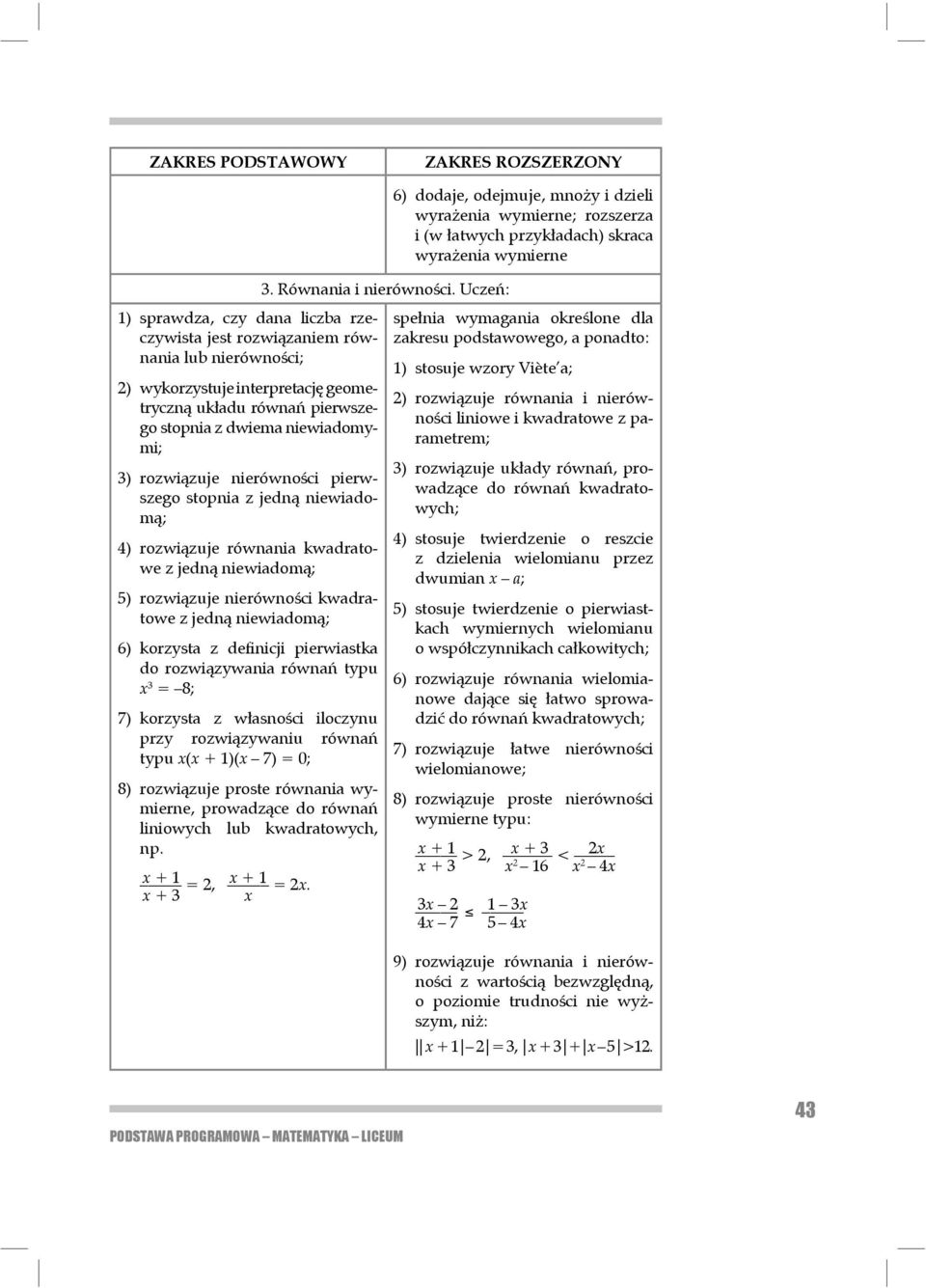 niewiadomą; 6) korzysta z definicji pierwiastka do roz wiązywania równań typu x 3 = 8; 7) korzysta z własności iloczynu przy roz wiązywaniu równań typu x(x + 1)(x 7) = 0; 8) rozwiązuje proste