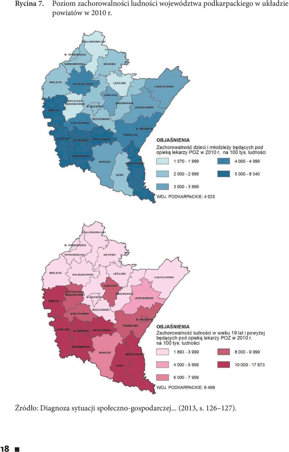 podkarpackiego w układzie powiatów w 2010 r.