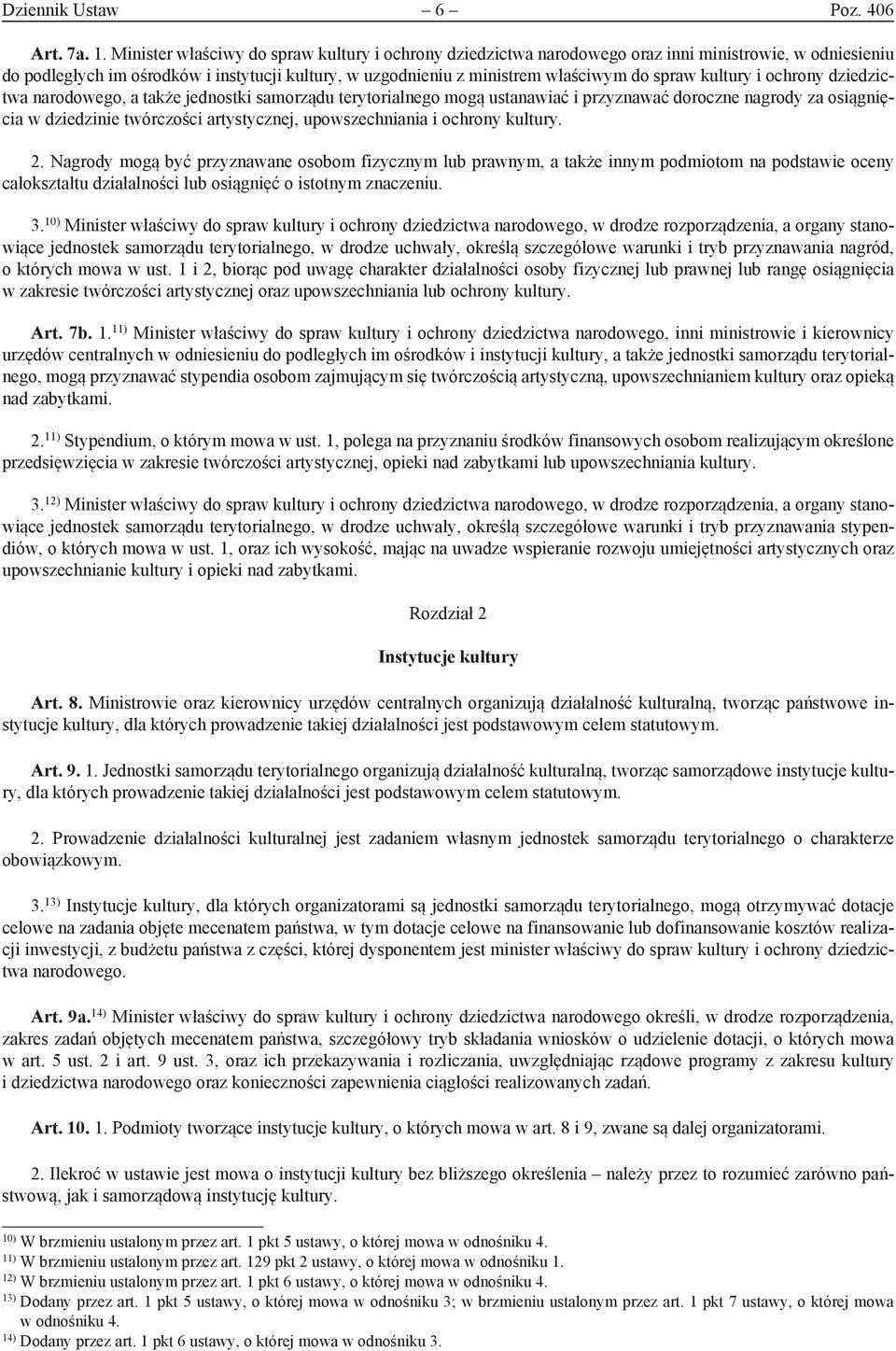 kultury i ochrony dziedzictwa narodowego, a także jednostki samorządu terytorialnego mogą ustanawiać i przyznawać doroczne nagrody za osiągnięcia w dziedzinie twórczości artystycznej, upowszechniania