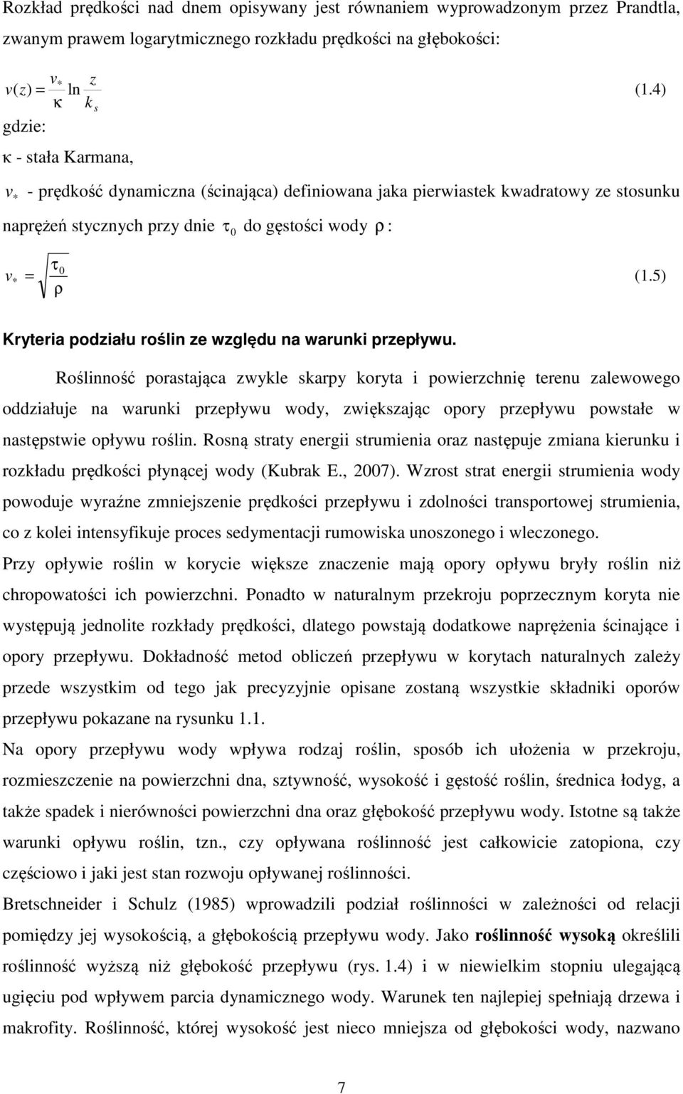 5) ρ Krteria podziału roślin ze względu na warunki przepłwu.