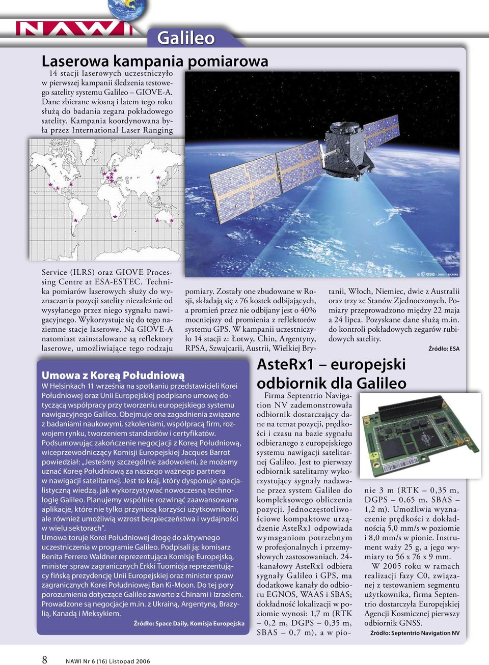 Technika pomiarów laserowych służy do wyznaczania pozycji satelity niezależnie od wysyłanego przez niego sygnału nawigacyjnego. Wykorzystuje się do tego naziemne stacje laserowe.