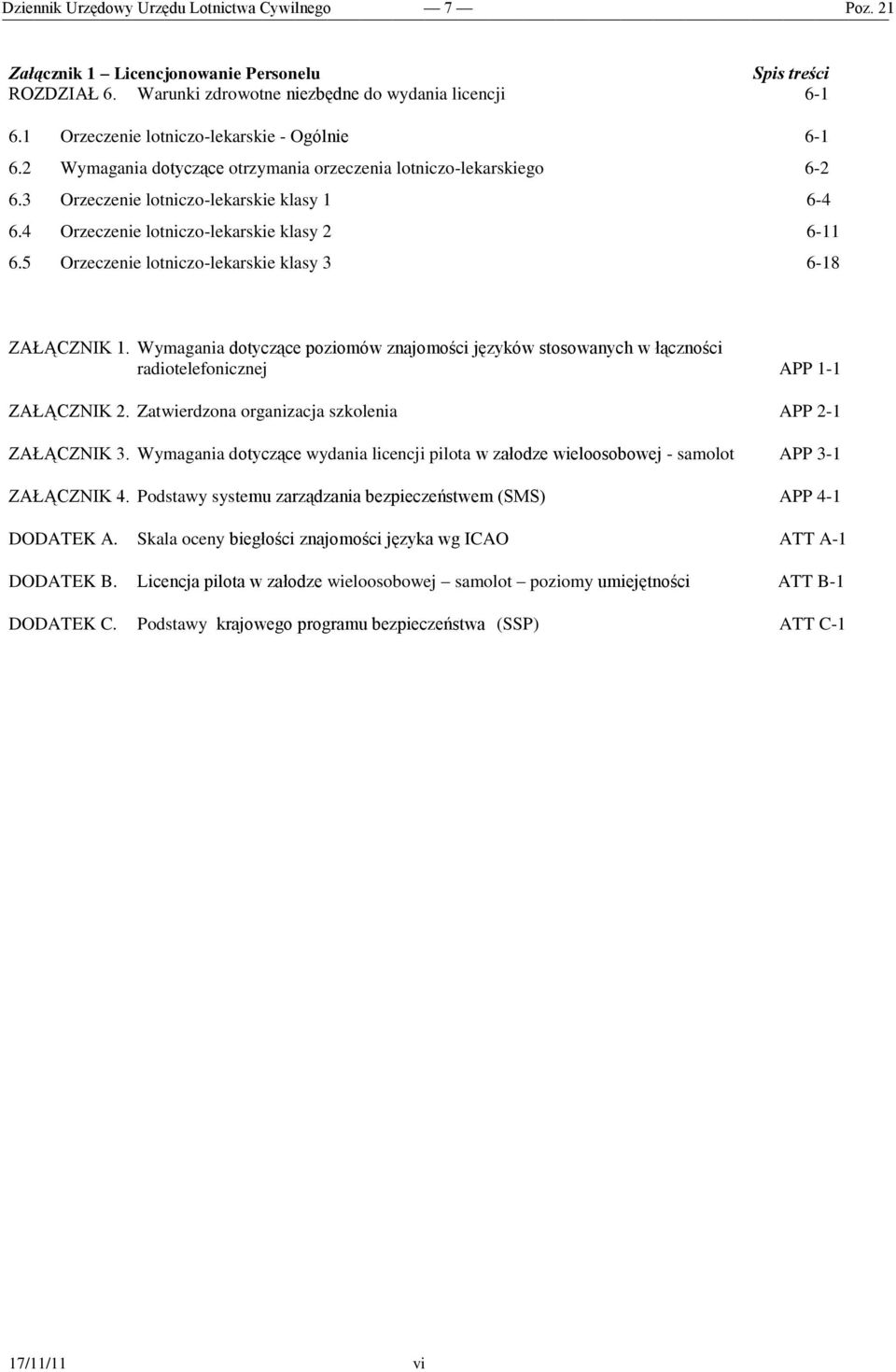 4 Orzeczenie lotniczo-lekarskie klasy 2 6-11 6.5 Orzeczenie lotniczo-lekarskie klasy 3 6-18 ZAŁĄCZNIK 1.