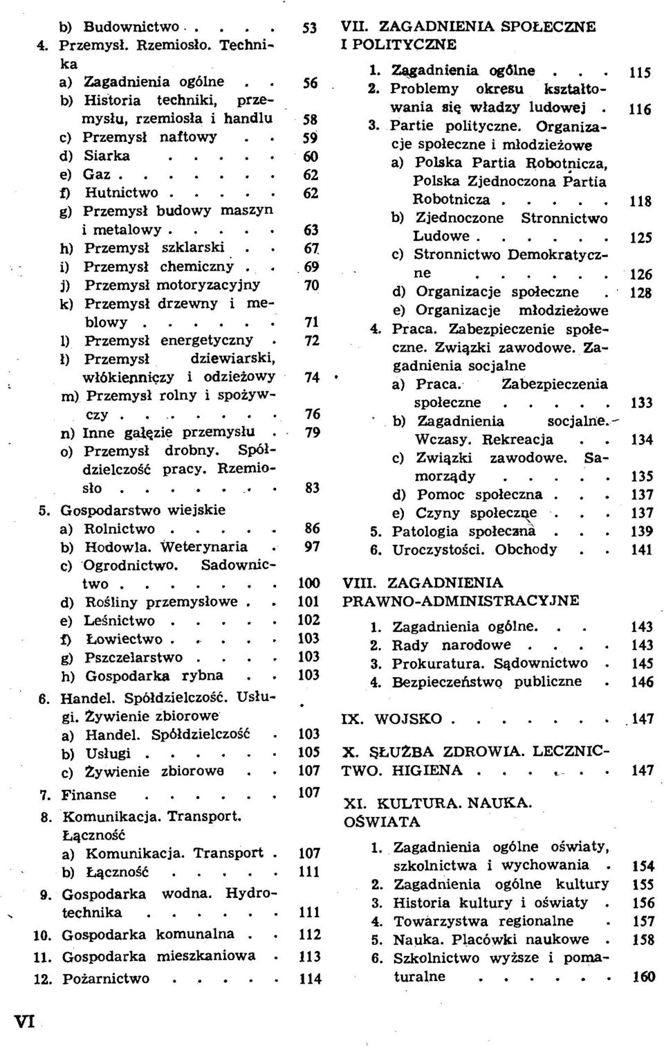 l) Przemysl dziewiarski, wlbkiepnkzy i odzieiowy m) Przemysl rolny i spoiyw-....... czy n) Inne galezie przemyslu. 0) Przernysl drobny. Sp6ldzielczoS6 pracy. Rzemio- VII.