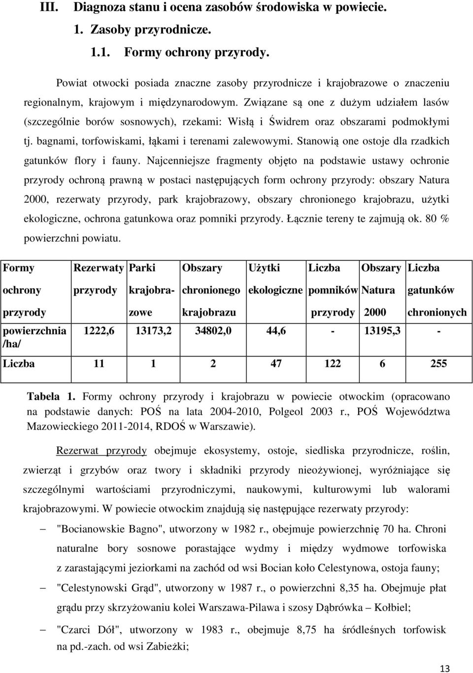 Związane są one z dużym udziałem lasów (szczególnie borów sosnowych), rzekami: Wisłą i Świdrem oraz obszarami podmokłymi tj. bagnami, torfowiskami, łąkami i terenami zalewowymi.