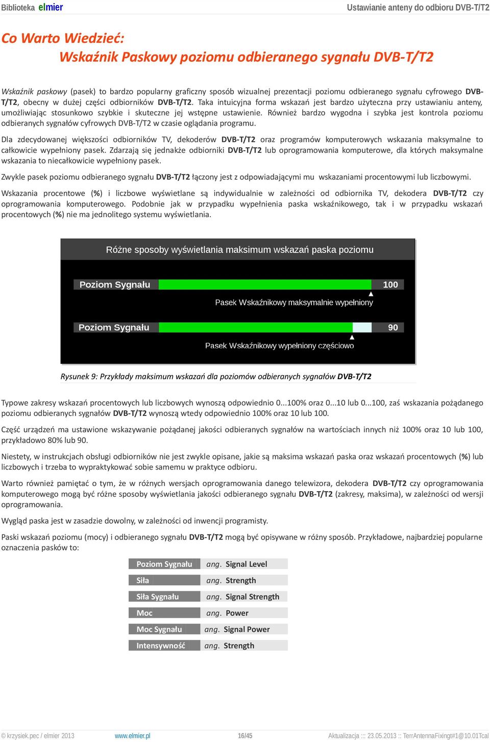 Również bardzo wygodna i szybka jest kontrola poziomu odbieranych sygnałów cyfrowych DVB-T/T2 w czasie oglądania programu.