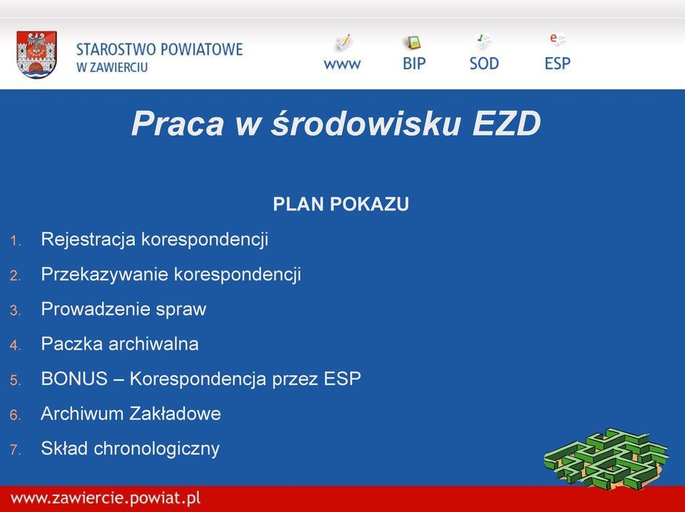 Przekazywanie korespondencji 3. Prowadzenie spraw 4.