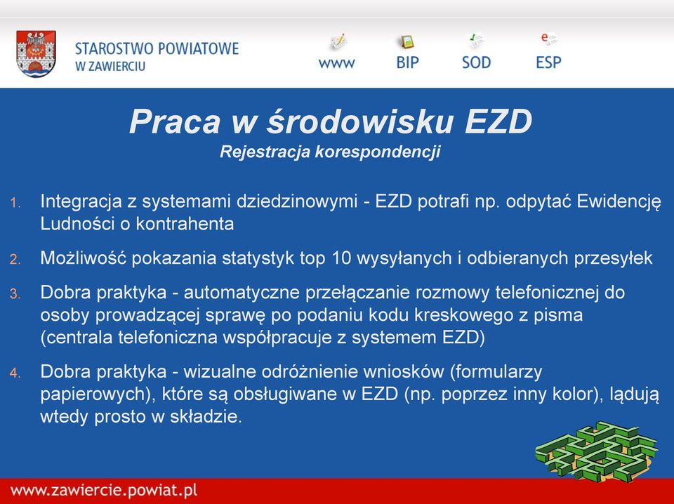 Dobra praktyka - automatyczne przełączanie rozmowy telefonicznej do osoby prowadzącej sprawę po podaniu kodu kreskowego z pisma (centrala