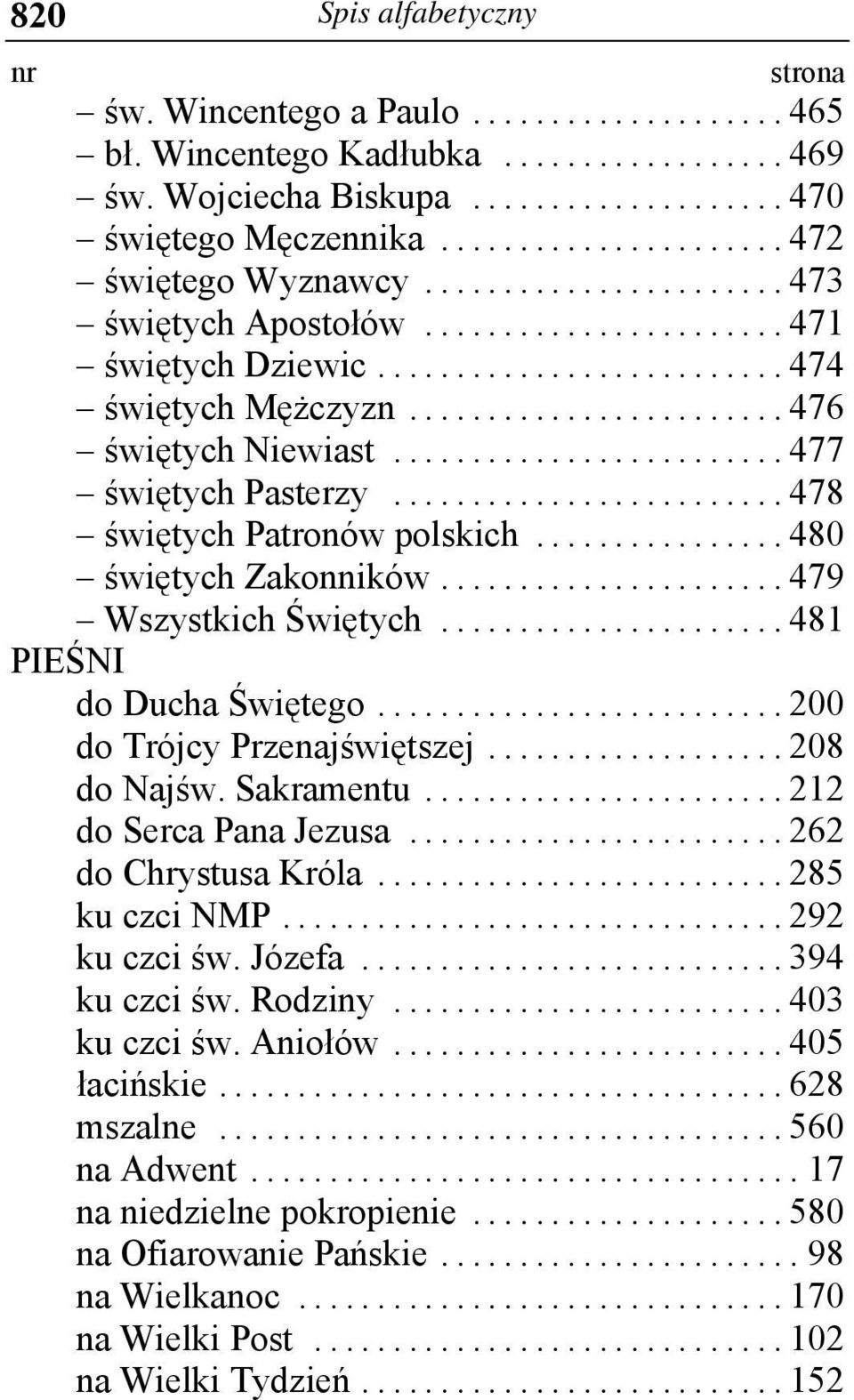 .. 200 do Trójcy Przenajświętszej... 208 do Najśw. Sakramentu... 212 do Serca Pana Jezusa... 262 do Chrystusa Króla... 285 ku czci NMP... 292 ku czci św. Józefa... 394 ku czci św. Rodziny.