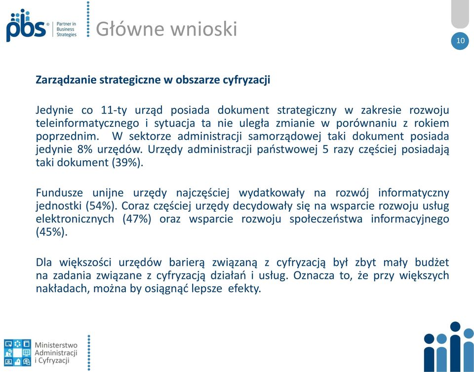 Fundusze unijne urzędy najczęściej wydatkowały na rozwój informatyczny jednostki (5).