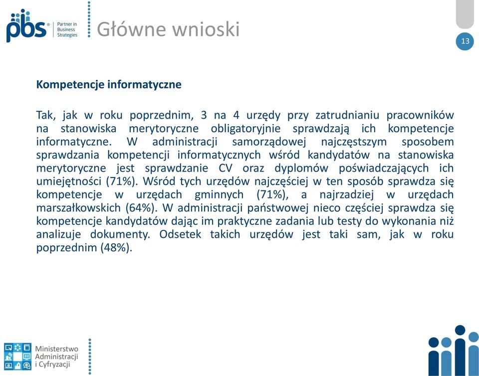 W administracji samorządowej najczęstszym sposobem sprawdzania kompetencji informatycznych wśród kandydatów na stanowiska merytoryczne jest sprawdzanie CV oraz dyplomów poświadczających ich