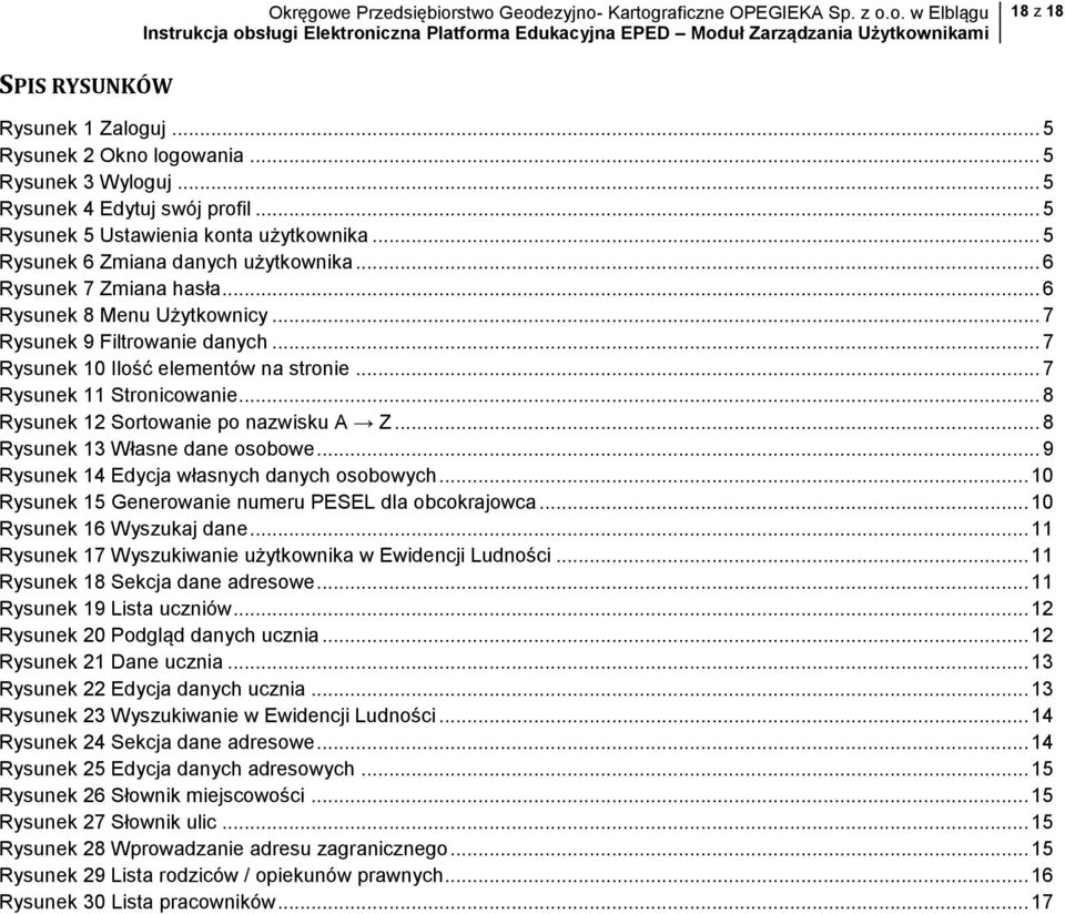 .. 7 Rysunek 11 Stronicowanie... 8 Rysunek 12 Sortowanie po nazwisku A Z... 8 Rysunek 13 Własne dane osobowe... 9 Rysunek 14 Edycja własnych danych osobowych.