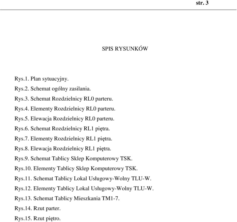 Elementy Rozdzielnicy RL1 piętra. Rys.8. Elewacja Rozdzielnicy RL1 piętra. Rys.9. Schemat Tablicy Sklep Komputerowy TSK. Rys.10.