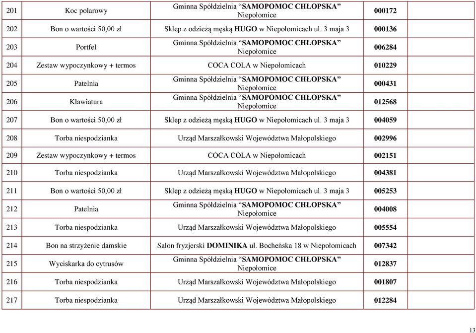 Niepołomicach ul.