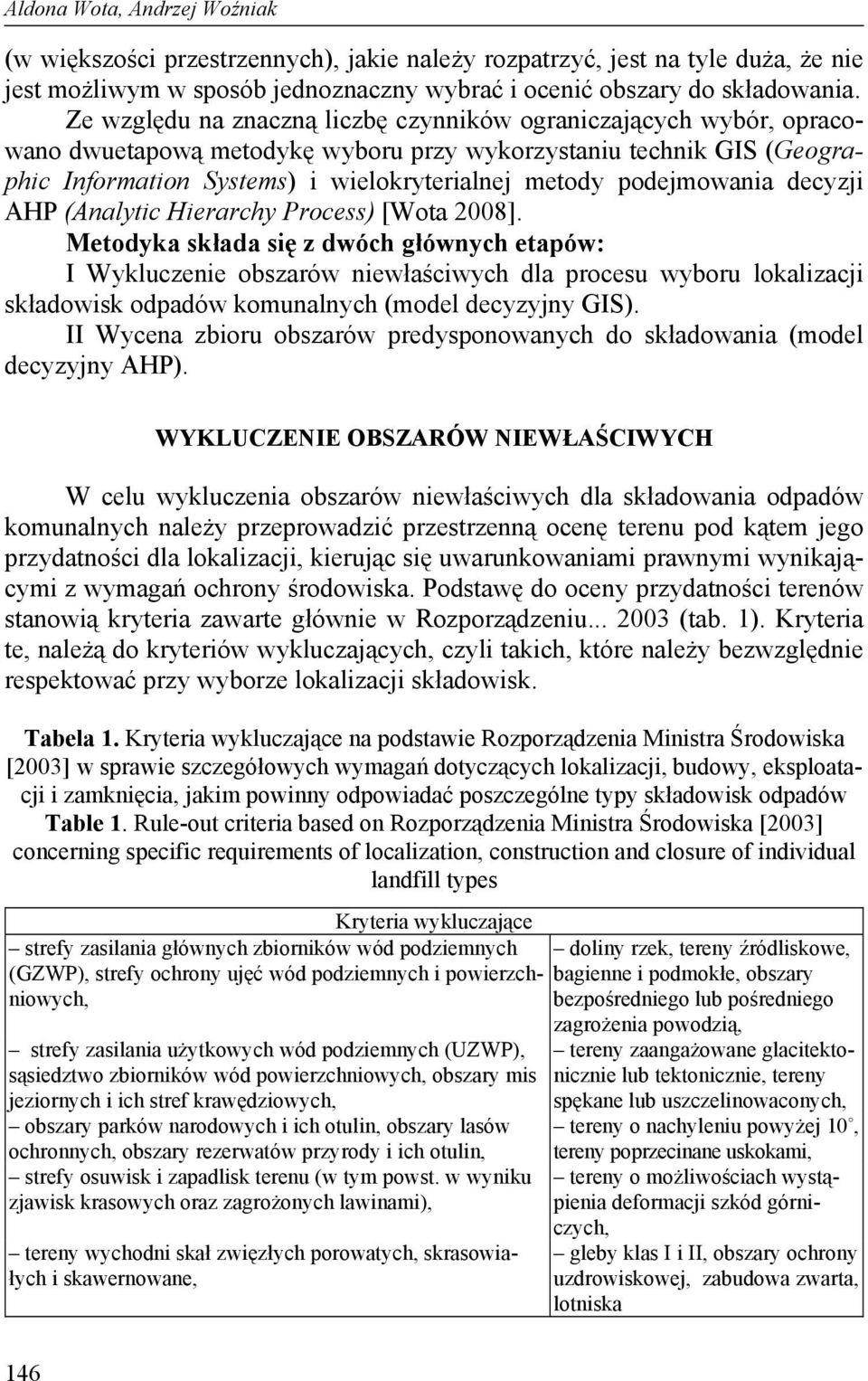 podejmowania decyzji AHP (Analytic Hierarchy Process) [Wota 2008].