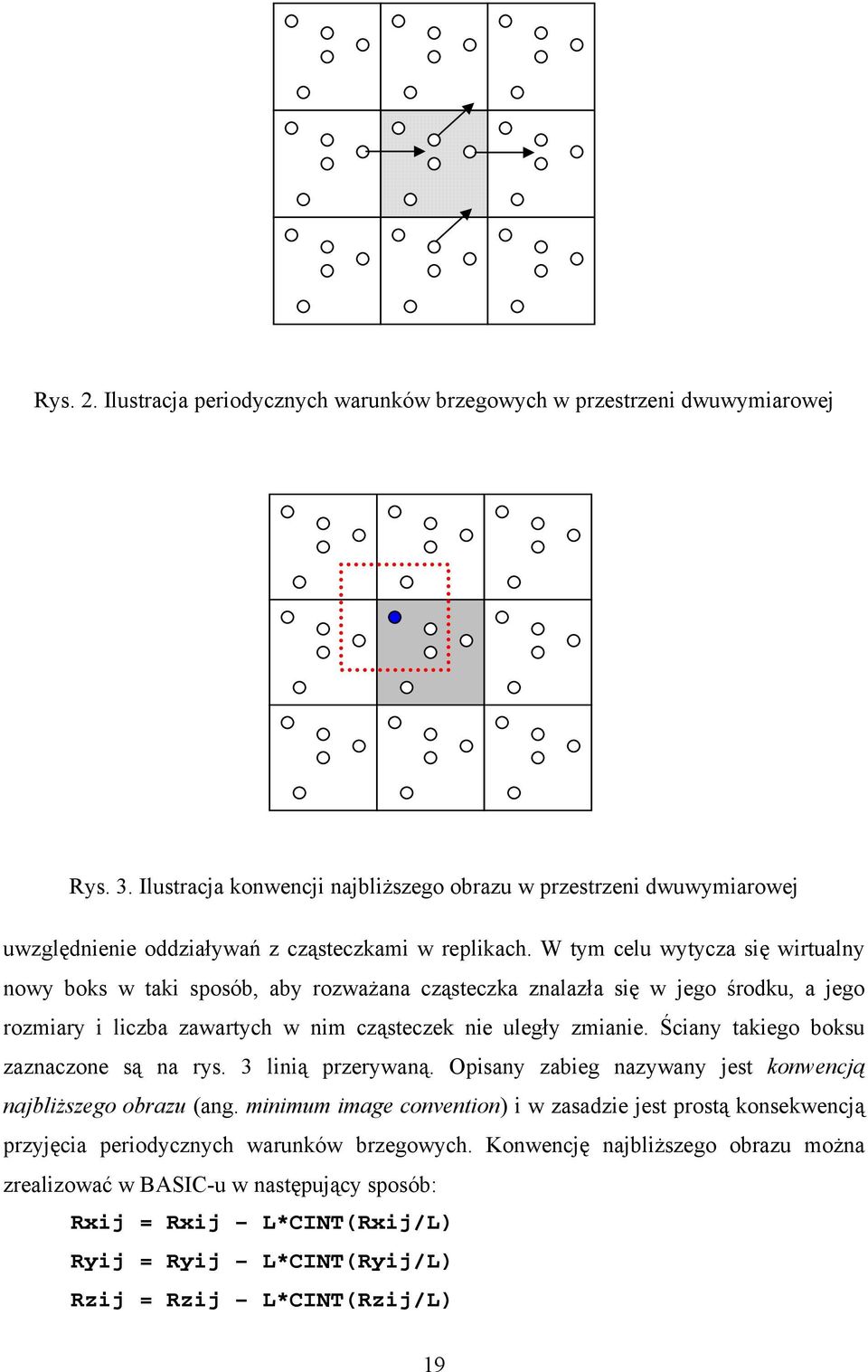 W tym celu wytycza się wirtualny nowy boks w taki sposób, aby rozważana cząsteczka znalazła się w jego środku, a jego rozmiary i liczba zawartych w nim cząsteczek nie uległy zmianie.